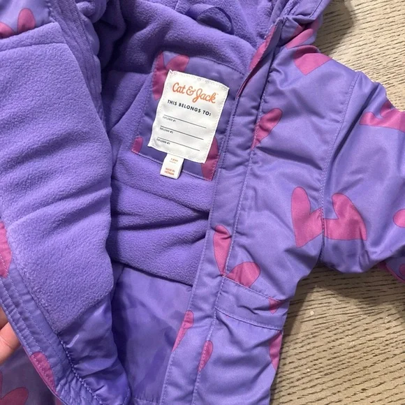 Cat & jack 18month snow suit purple, pink Cozy inside and hood - Picture 4 of 4